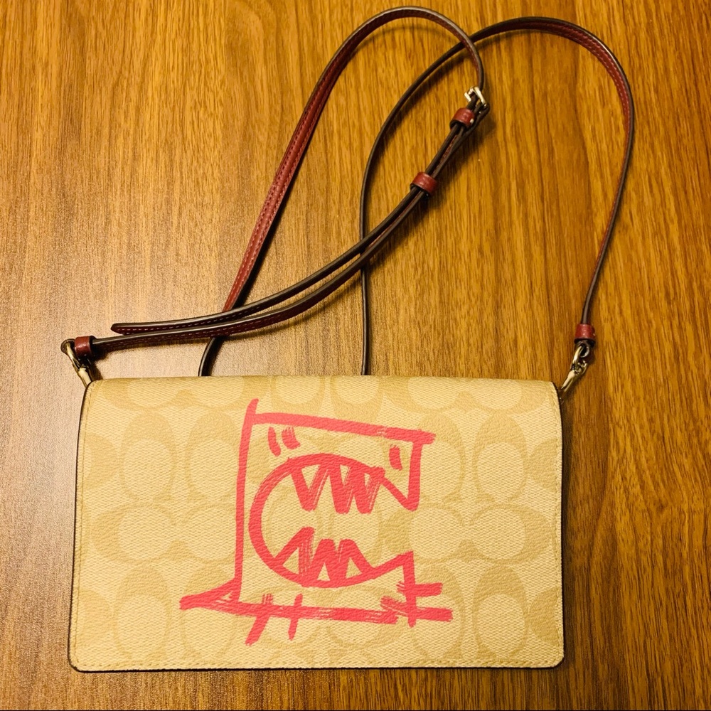 Auth Coach Signature GUANGYU REXY Anna Fold Coated Canvas Leather Shoulder Bag